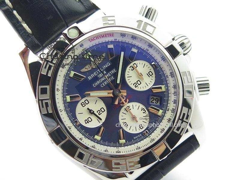 Chronomat B01 Chrono SS JF 1:1 Best Edition Blue Dial On Black Leather Strap A Durable 5774