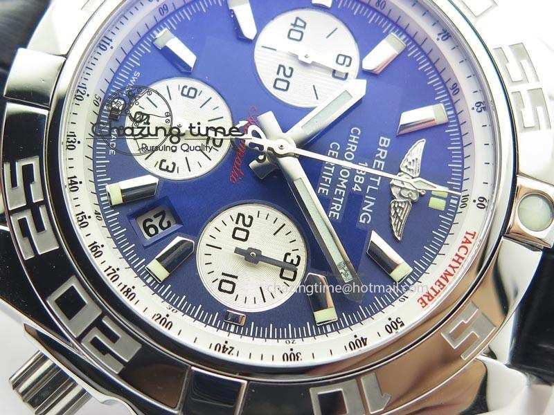 Chronomat B01 Chrono SS JF 1:1 Best Edition Blue Dial On Black Leather Strap A Durable 5774