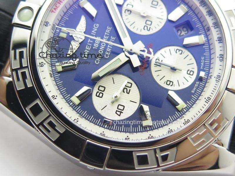Chronomat B01 Chrono SS JF 1:1 Best Edition Blue Dial On Black Leather Strap A Durable 5774