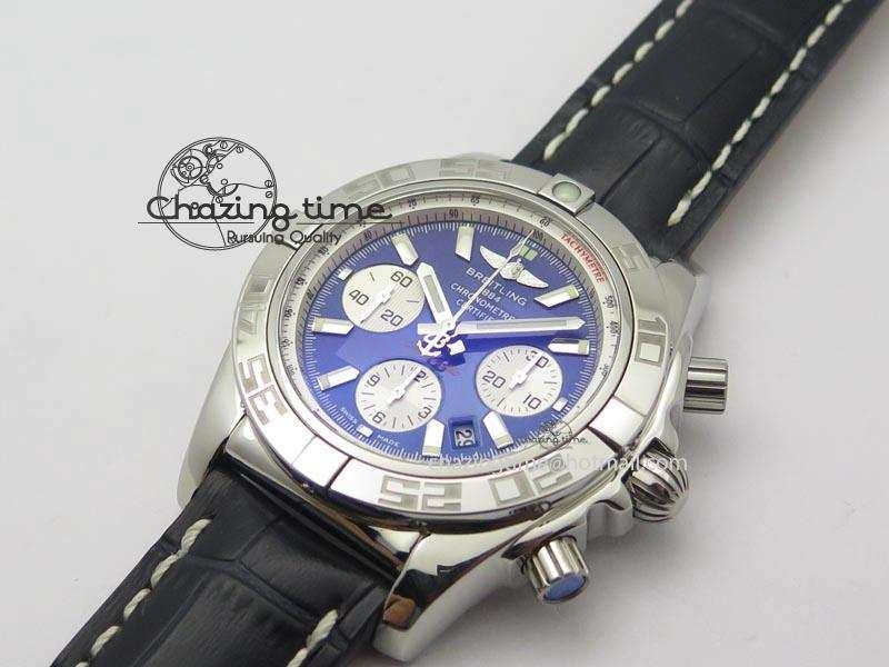 Chronomat B01 Chrono SS JF 1:1 Best Edition Blue Dial On Black Leather Strap A Durable 5774