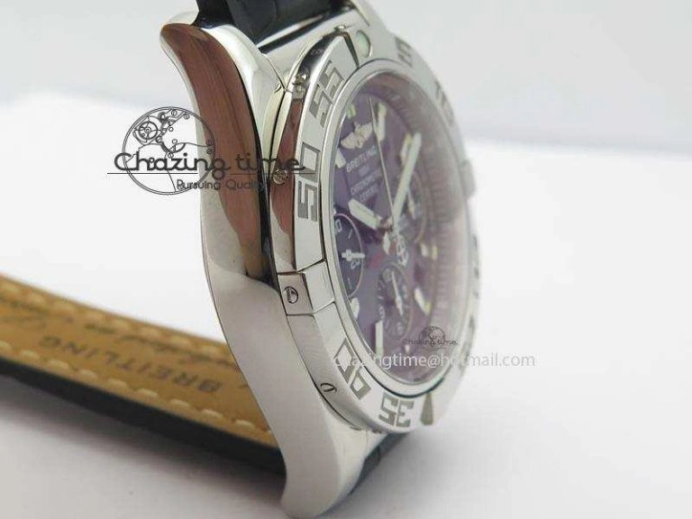 Chronomat B01 Chrono SS JF 1:1 Best Edition Gray Dial On Black Leather Strap A Sustainable 5775