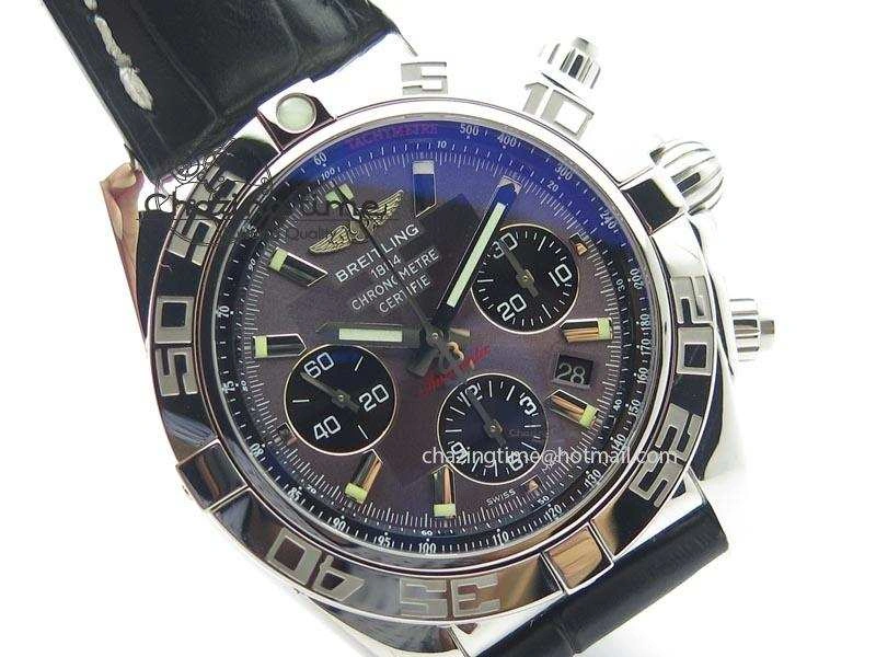 Chronomat B01 Chrono SS JF 1:1 Best Edition Gray Dial On Black Leather Strap A Sustainable 5775
