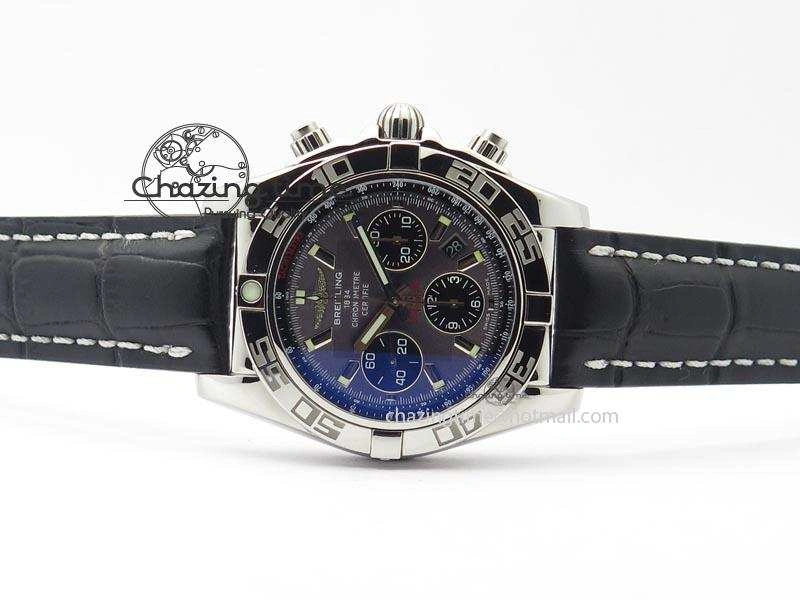 Chronomat B01 Chrono SS JF 1:1 Best Edition Gray Dial On Black Leather Strap A Sustainable 5775