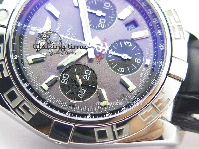 Chronomat B01 Chrono SS JF 1:1 Best Edition Gray Dial On Black Leather Strap A Sustainable 5775