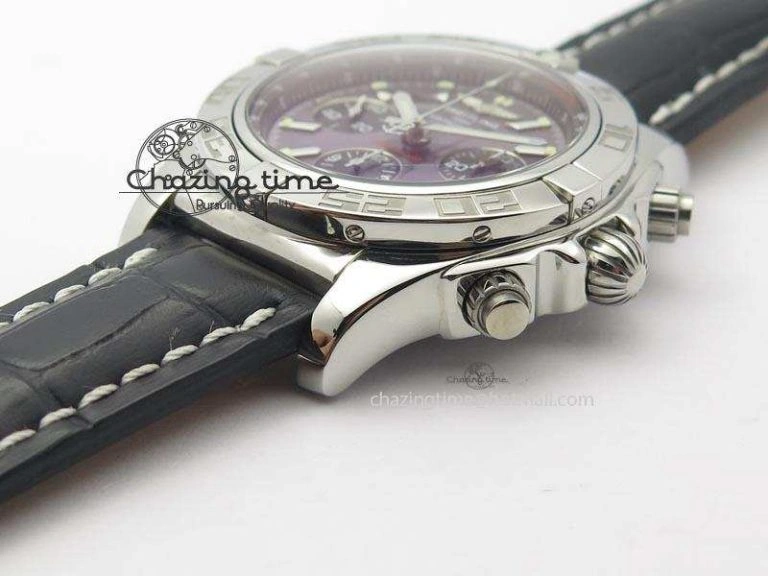 Chronomat B01 Chrono SS JF 1:1 Best Edition Gray Dial On Black Leather Strap A Sustainable 5775