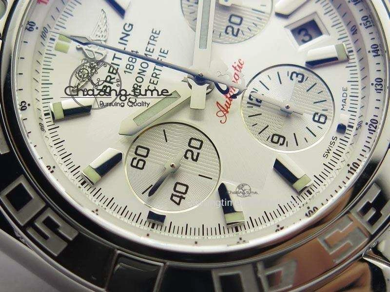 Chic Chronomat B01 Chrono SS JF 1:1 Best Edition White Dial On Brown Leather Strap A 5776