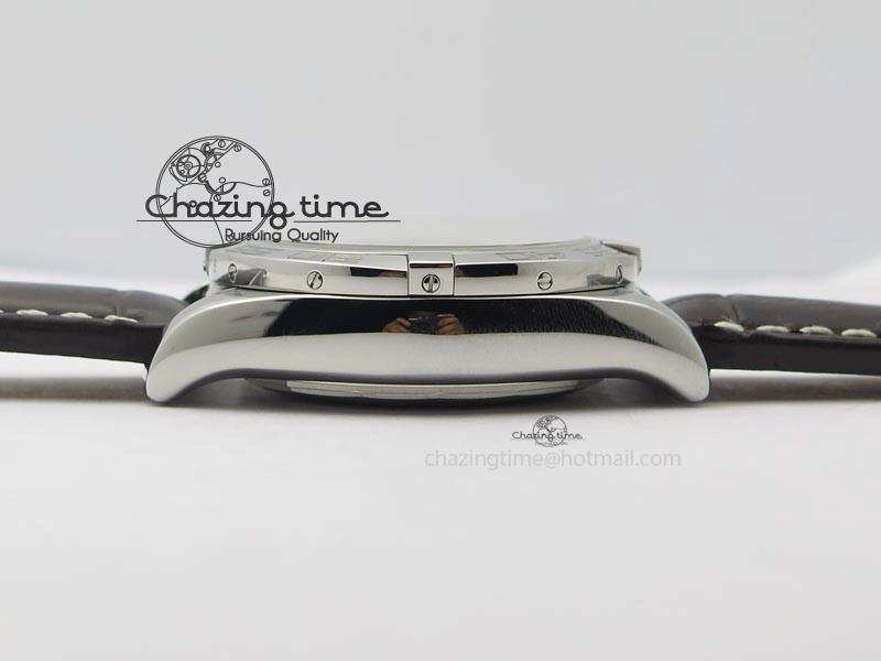Chic Chronomat B01 Chrono SS JF 1:1 Best Edition White Dial On Brown Leather Strap A 5776