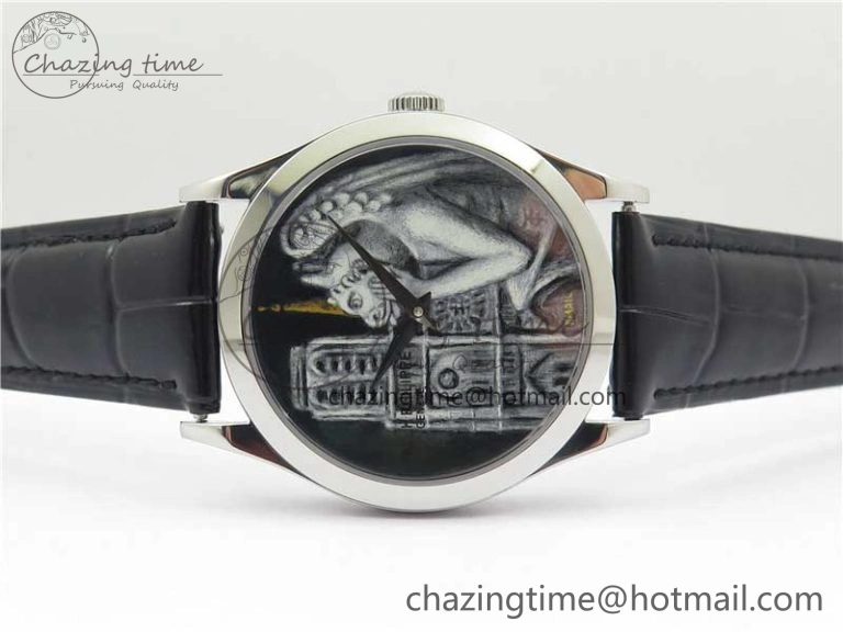5077P-102 SS Case FLF Best Edition Real Enamel Dial 3 Black Leather strap Cal. WaterResistant 8864