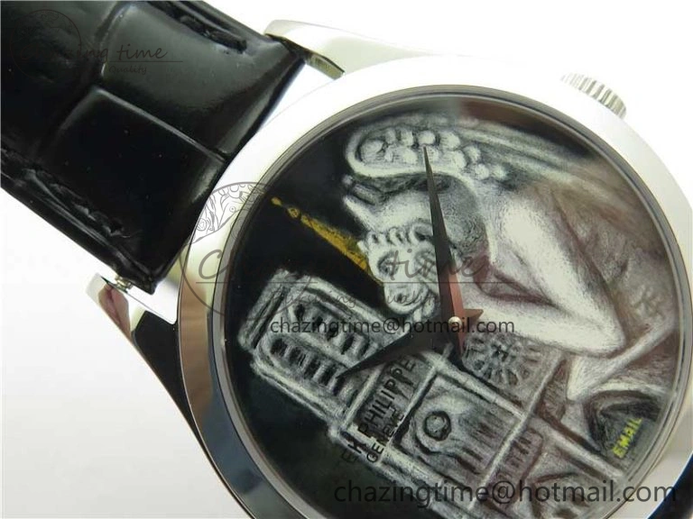 5077P-102 SS Case FLF Best Edition Real Enamel Dial 3 Black Leather strap Cal. WaterResistant 8864