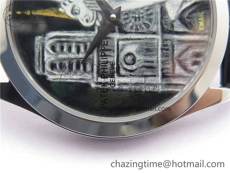 5077P-102 SS Case FLF Best Edition Real Enamel Dial 3 Black Leather strap Cal. WaterResistant 8864