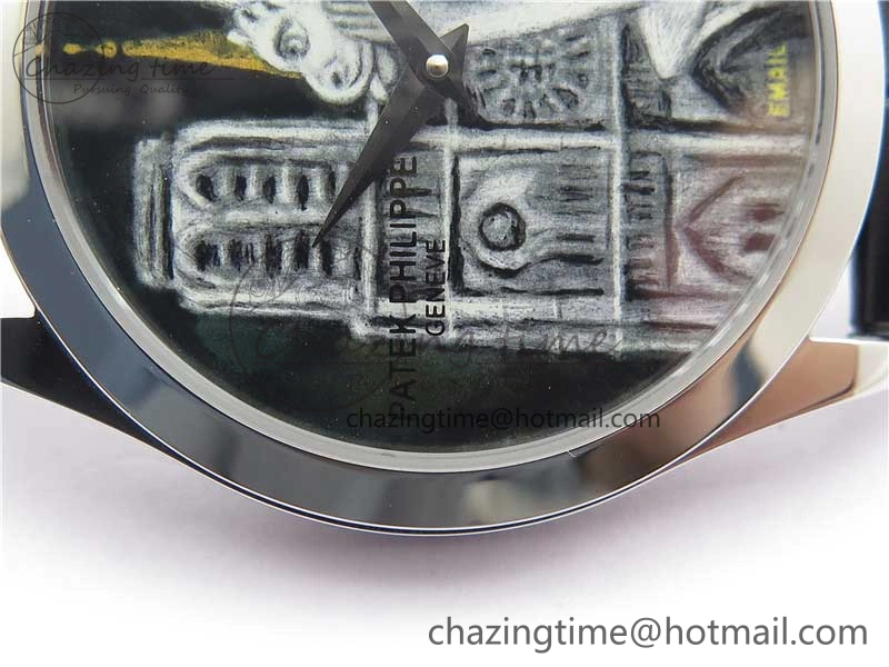 5077P-102 SS Case FLF Best Edition Real Enamel Dial 3 Black Leather strap Cal. WaterResistant 8864
