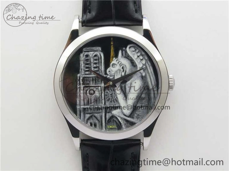 5077P-102 SS Case FLF Best Edition Real Enamel Dial 3 Black Leather strap Cal. WaterResistant 8864