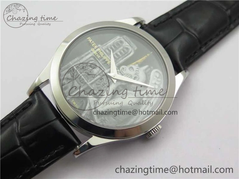 5077P-102 SS Case FLF Best Edition Real Enamel Dial 3 Black Leather strap Cal. WaterResistant 8864