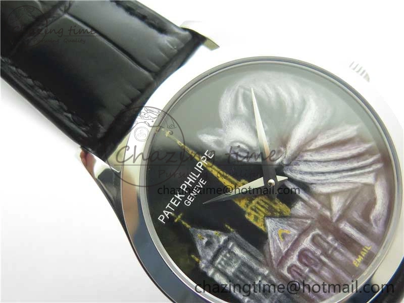 5077P-102 SS Case FLF Best Edition Real Enamel Dial 4 Black Leather strap Cal. SunProtective 8863