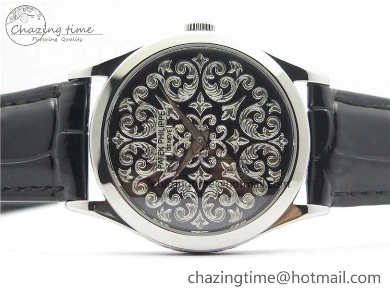 Comfortable 5088 100P-001 Engraved Case FLF Best Edition Engraved Dial on Black Leather strap Cal. 8942