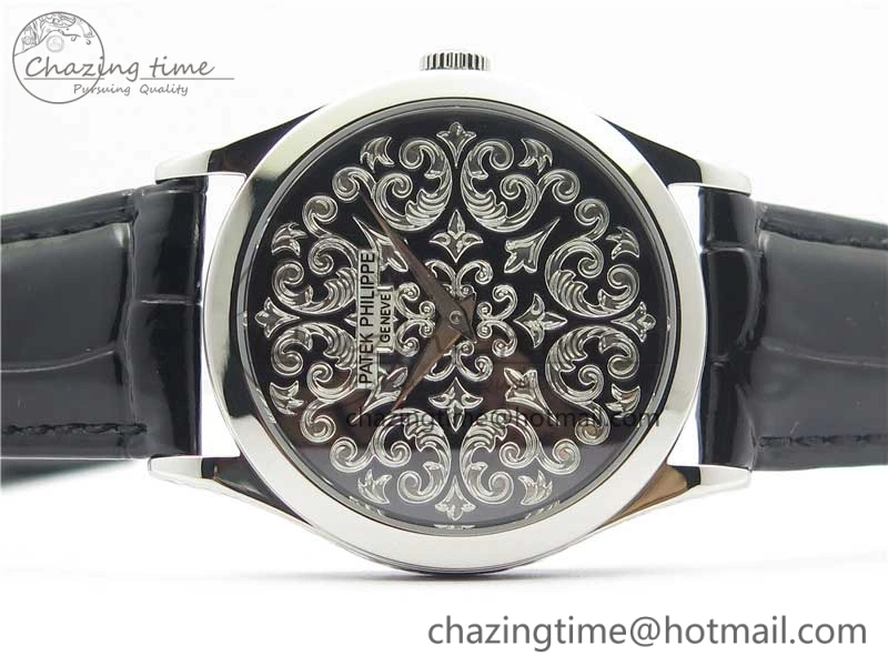 Comfortable 5088 100P-001 Engraved Case FLF Best Edition Engraved Dial on Black Leather strap Cal. 8942