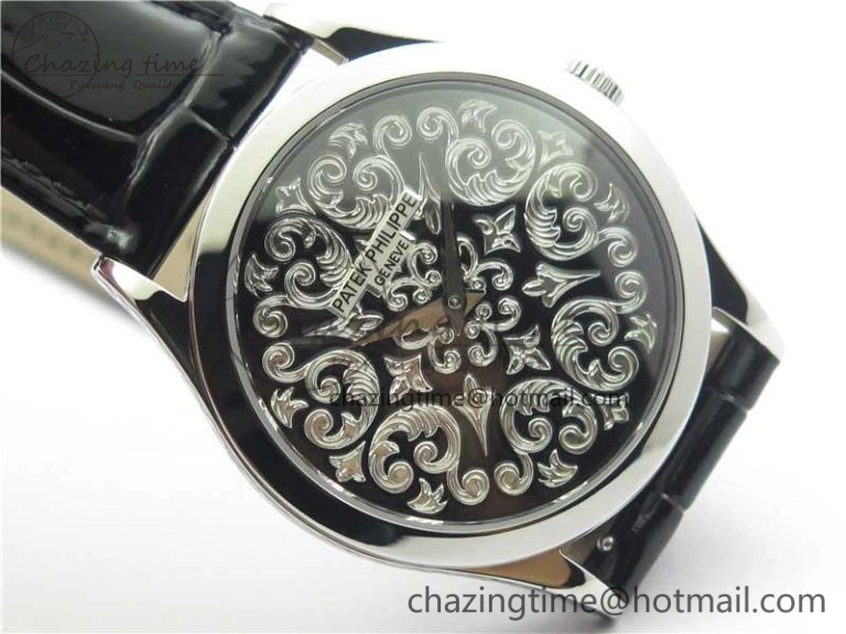 Comfortable 5088 100P-001 Engraved Case FLF Best Edition Engraved Dial on Black Leather strap Cal. 8942
