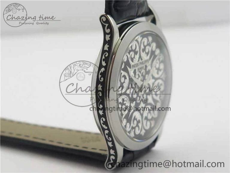 Comfortable 5088 100P-001 Engraved Case FLF Best Edition Engraved Dial on Black Leather strap Cal. 8942