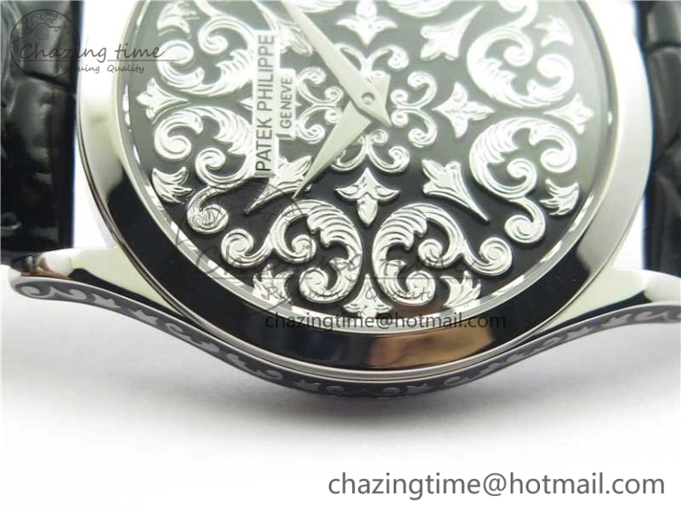 Comfortable 5088 100P-001 Engraved Case FLF Best Edition Engraved Dial on Black Leather strap Cal. 8942