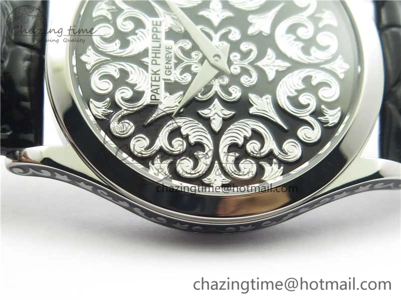Comfortable 5088 100P-001 Engraved Case FLF Best Edition Engraved Dial on Black Leather strap Cal. 8942
