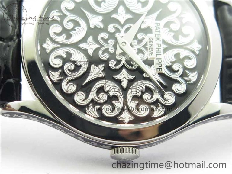 Comfortable 5088 100P-001 Engraved Case FLF Best Edition Engraved Dial on Black Leather strap Cal. 8942