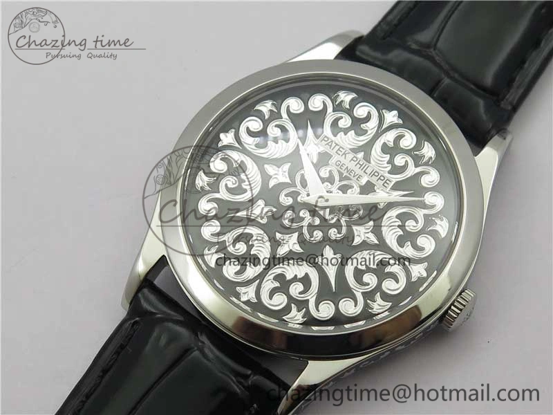 Comfortable 5088 100P-001 Engraved Case FLF Best Edition Engraved Dial on Black Leather strap Cal. 8942