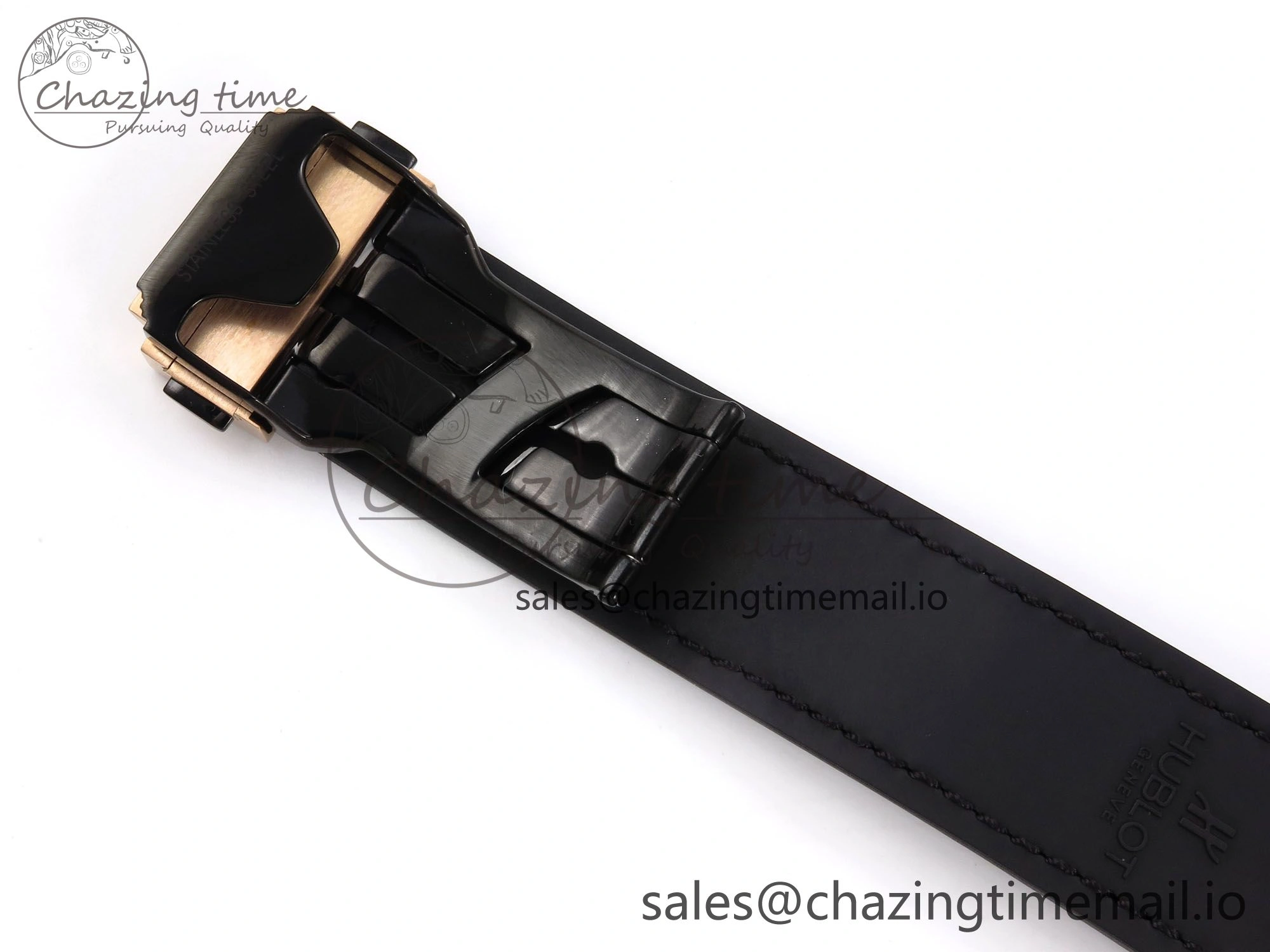Fusion 38mm RG JJF 1:1 Best Edition Black Dial on Black Gummy Leather Strap TopPick 6709
