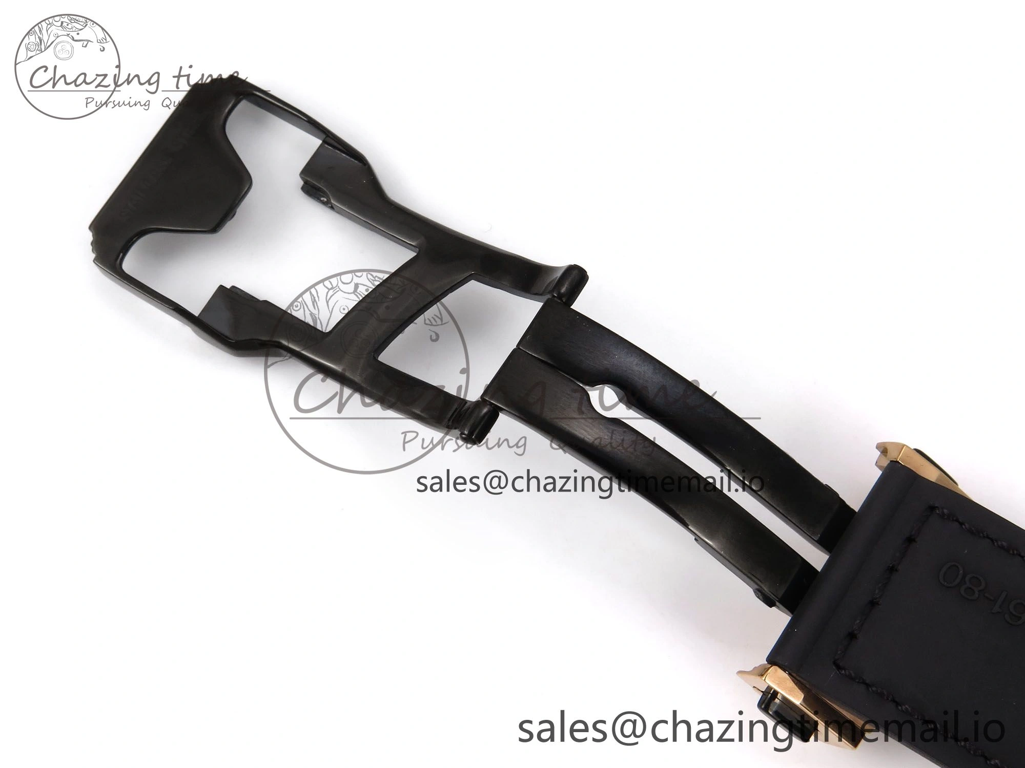 Fusion 38mm RG JJF 1:1 Best Edition Black Dial on Black Gummy Leather Strap TopPick 6709