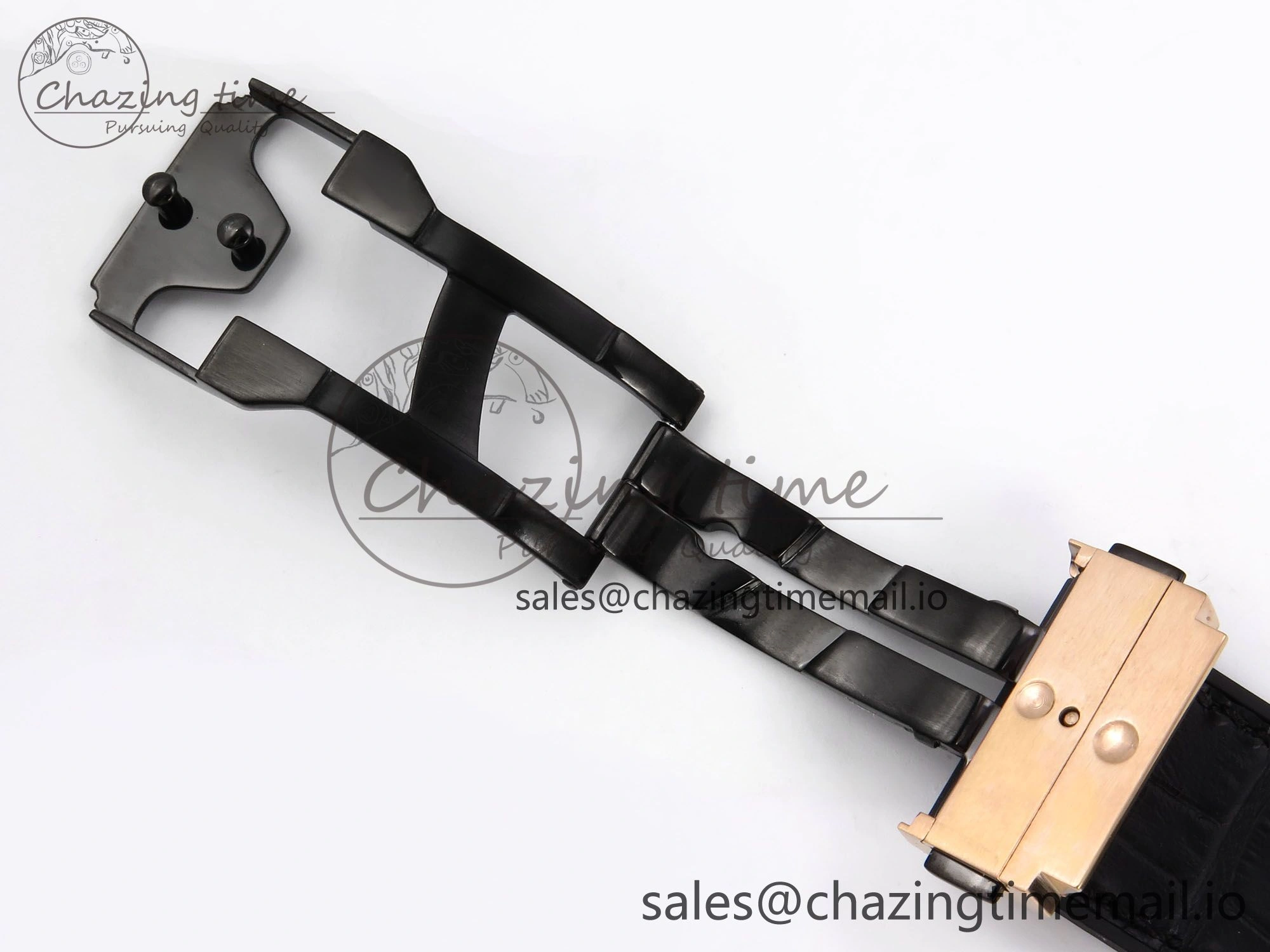 Fusion 38mm RG JJF 1:1 Best Edition Black Dial on Black Gummy Leather Strap TopPick 6709