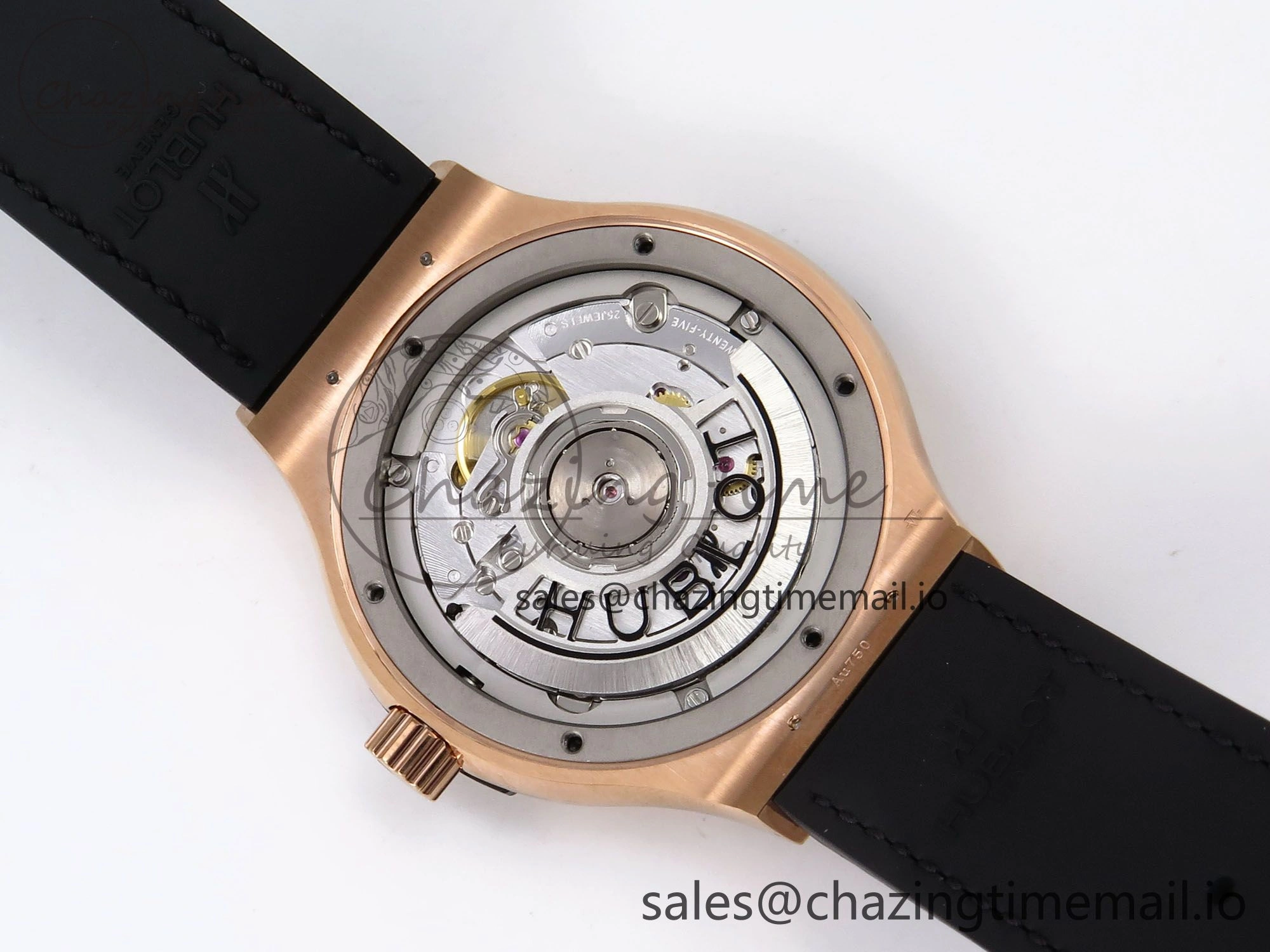 Fusion 38mm RG JJF 1:1 Best Edition Black Dial on Black Gummy Leather Strap TopPick 6709