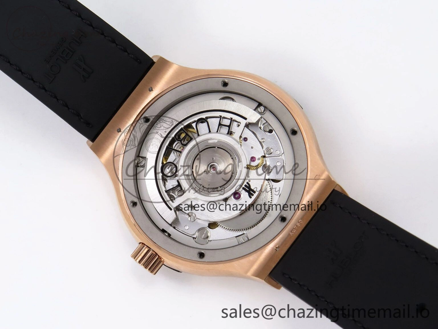 Fusion 38mm RG JJF 1:1 Best Edition Black Dial on Black Gummy Leather Strap TopPick 6709