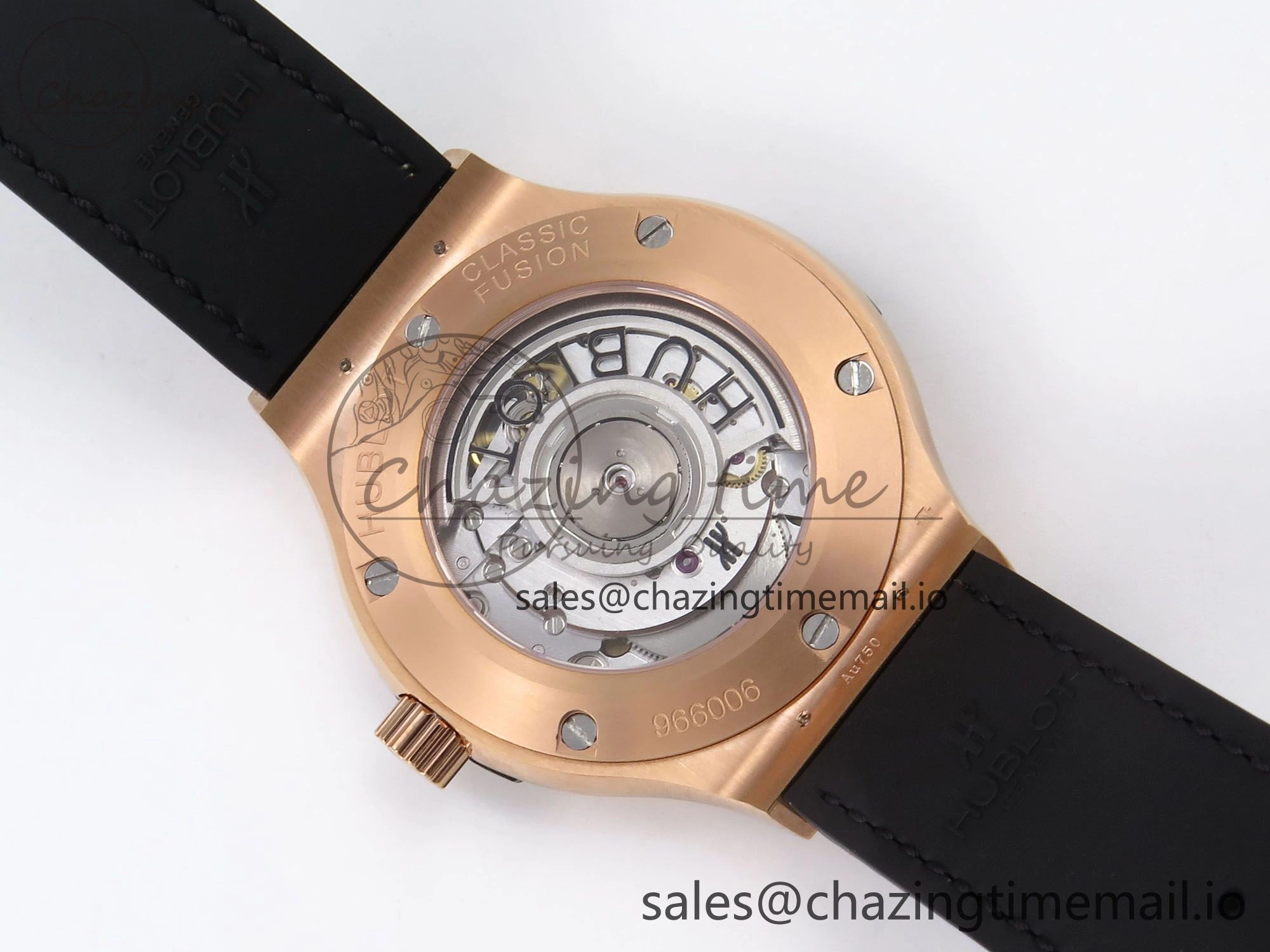 Fusion 38mm RG JJF 1:1 Best Edition Black Dial on Black Gummy Leather Strap TopPick 6709
