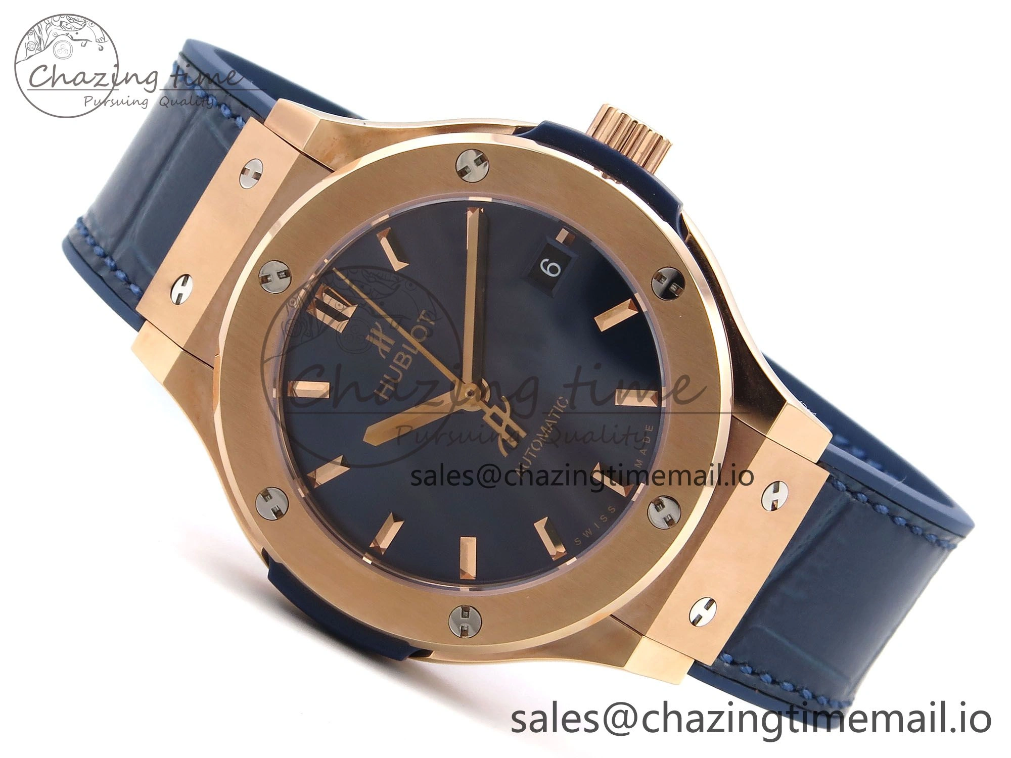 EasyCare Fusion 38mm RG JJF 1:1 Best Edition Blue Dial on Blue Gummy Leather Strap 6712