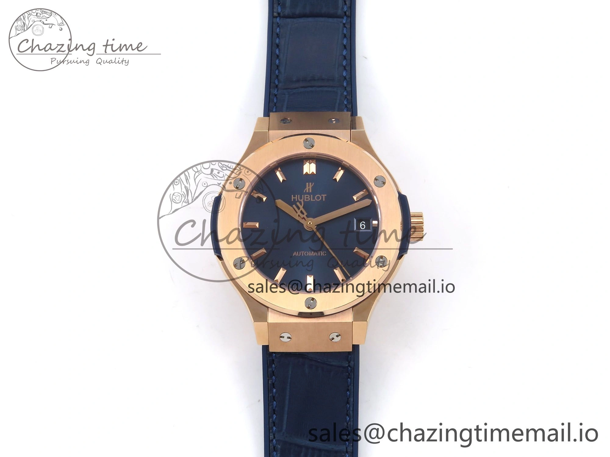 EasyCare Fusion 38mm RG JJF 1:1 Best Edition Blue Dial on Blue Gummy Leather Strap 6712