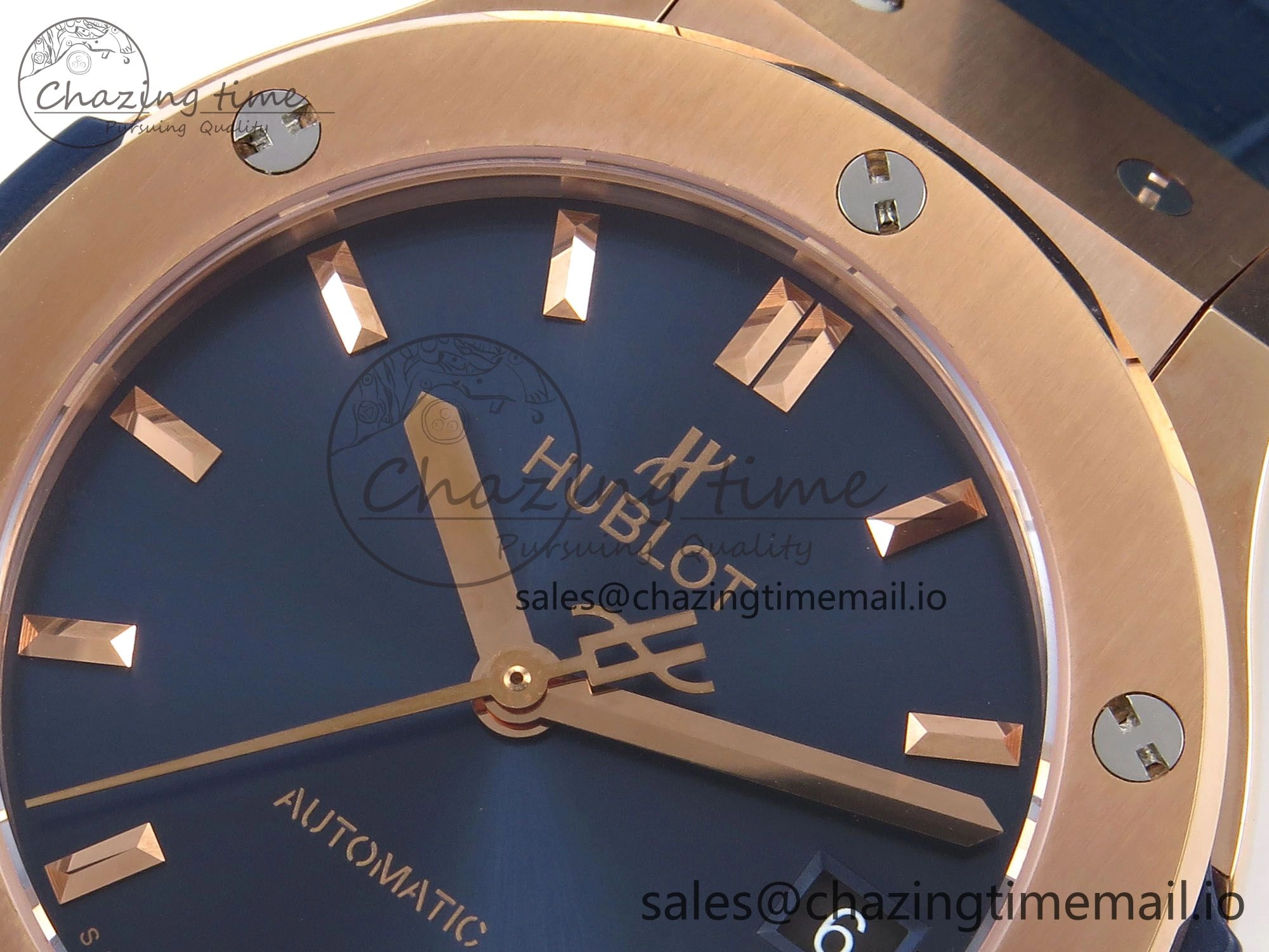 EasyCare Fusion 38mm RG JJF 1:1 Best Edition Blue Dial on Blue Gummy Leather Strap 6712