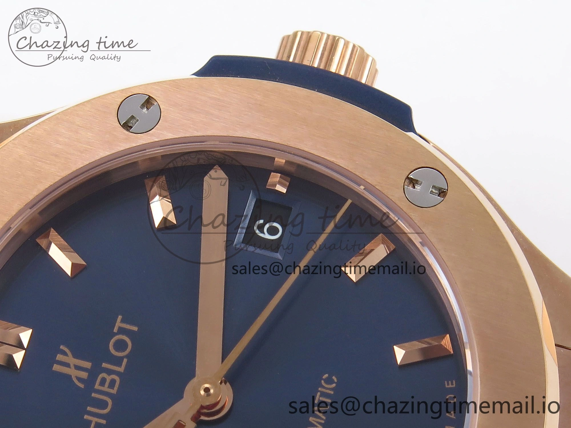 EasyCare Fusion 38mm RG JJF 1:1 Best Edition Blue Dial on Blue Gummy Leather Strap 6712