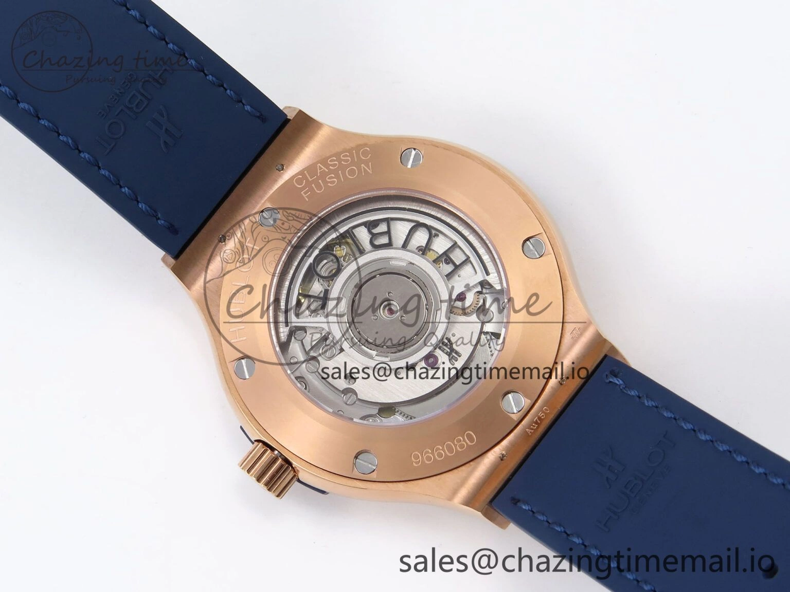 EasyCare Fusion 38mm RG JJF 1:1 Best Edition Blue Dial on Blue Gummy Leather Strap 6712