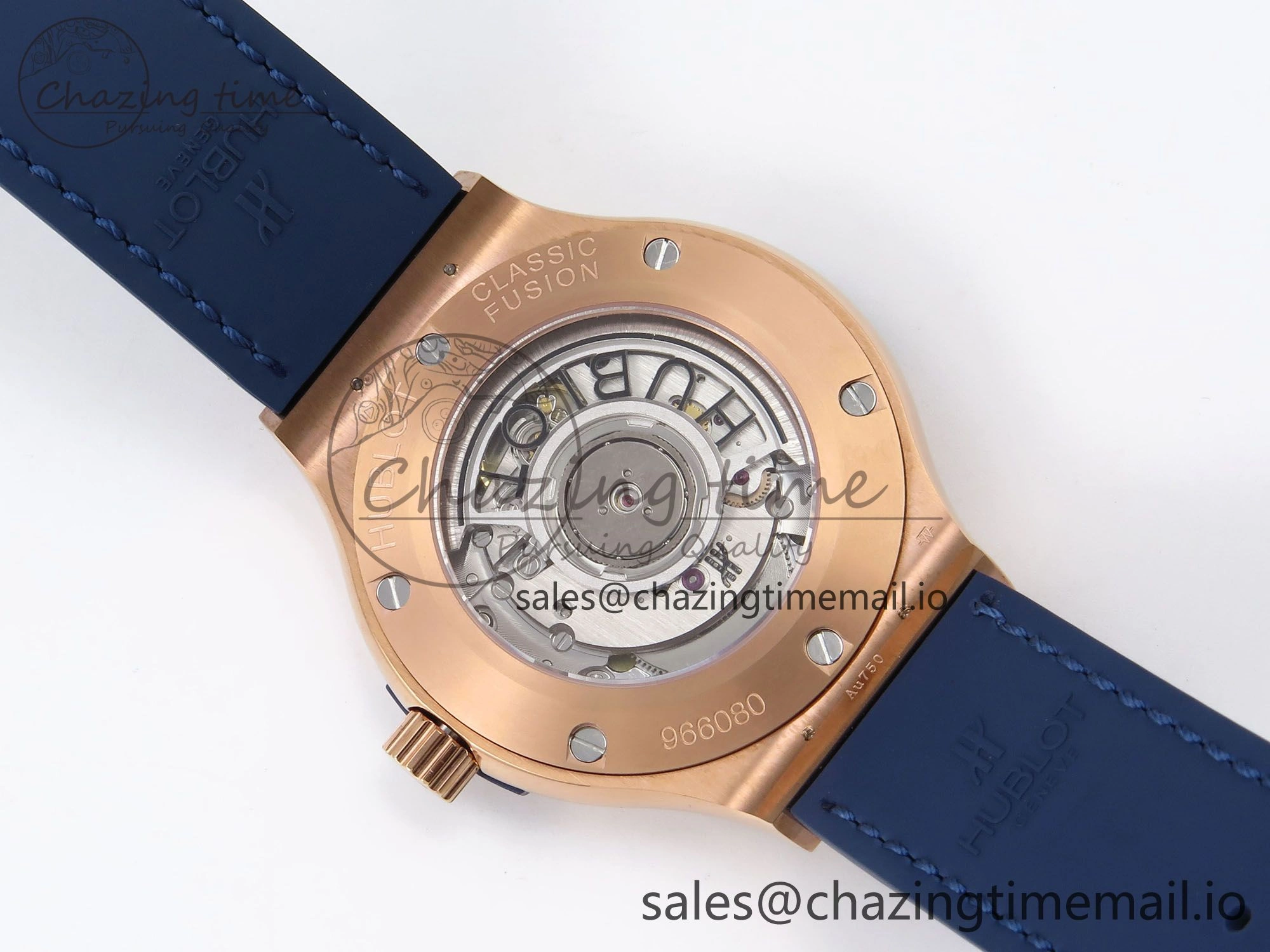 EasyCare Fusion 38mm RG JJF 1:1 Best Edition Blue Dial on Blue Gummy Leather Strap 6712