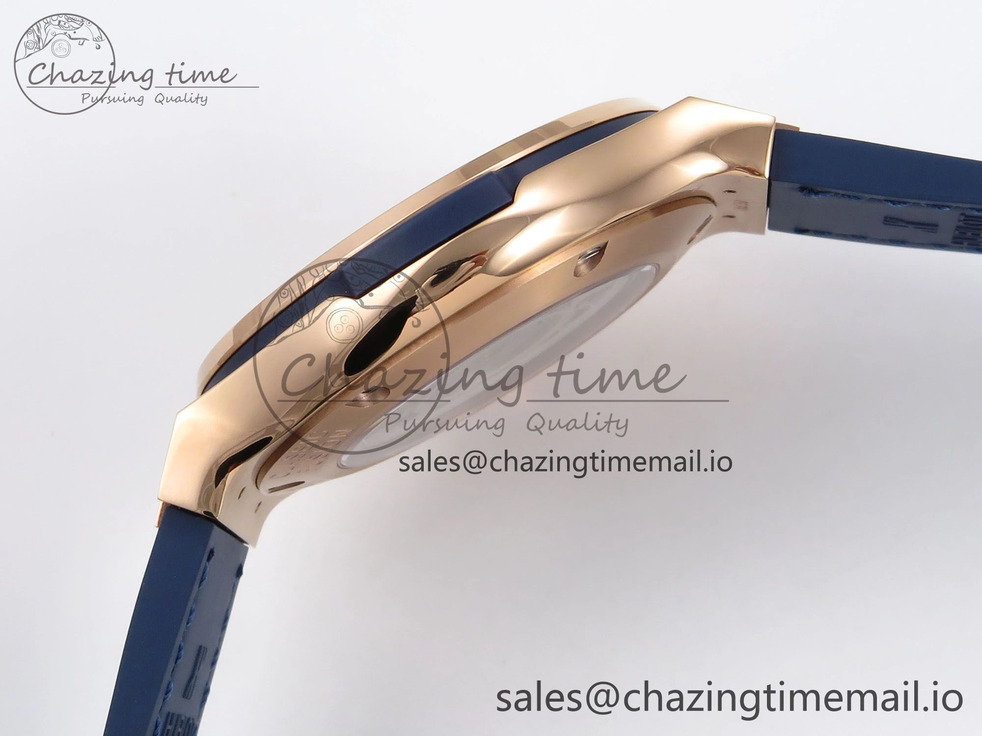 EasyCare Fusion 38mm RG JJF 1:1 Best Edition Blue Dial on Blue Gummy Leather Strap 6712