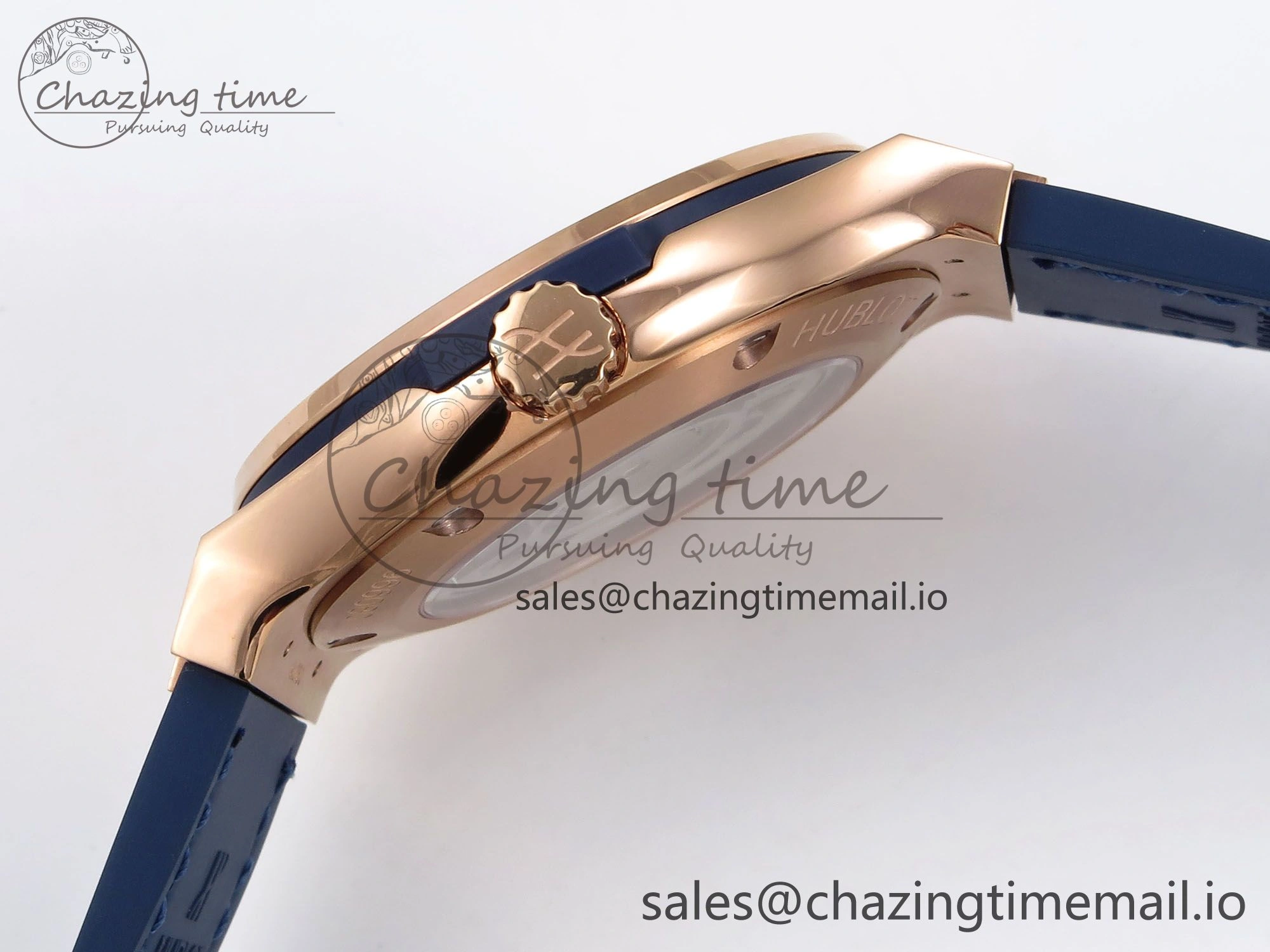 EasyCare Fusion 38mm RG JJF 1:1 Best Edition Blue Dial on Blue Gummy Leather Strap 6712