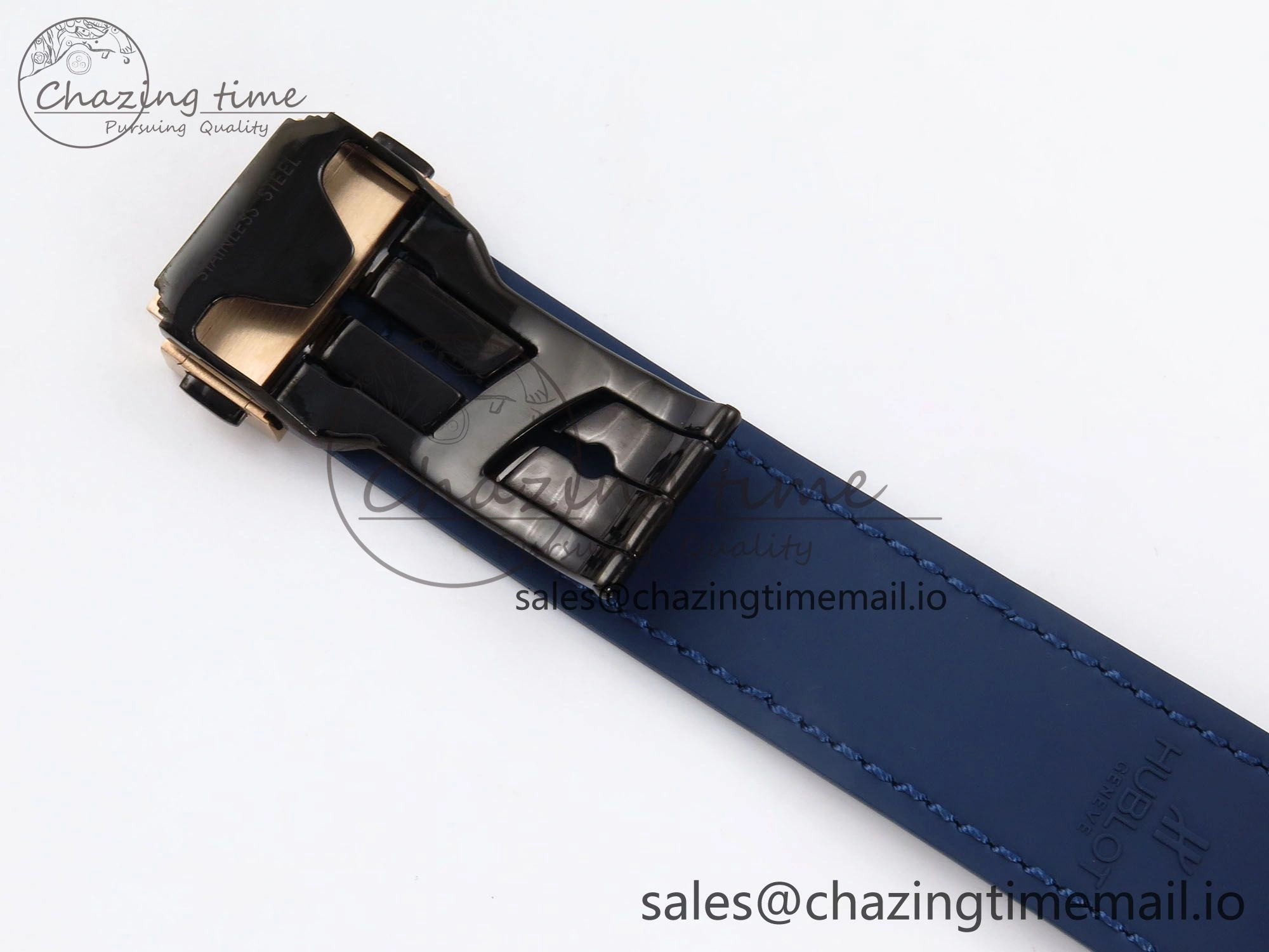EasyCare Fusion 38mm RG JJF 1:1 Best Edition Blue Dial on Blue Gummy Leather Strap 6712