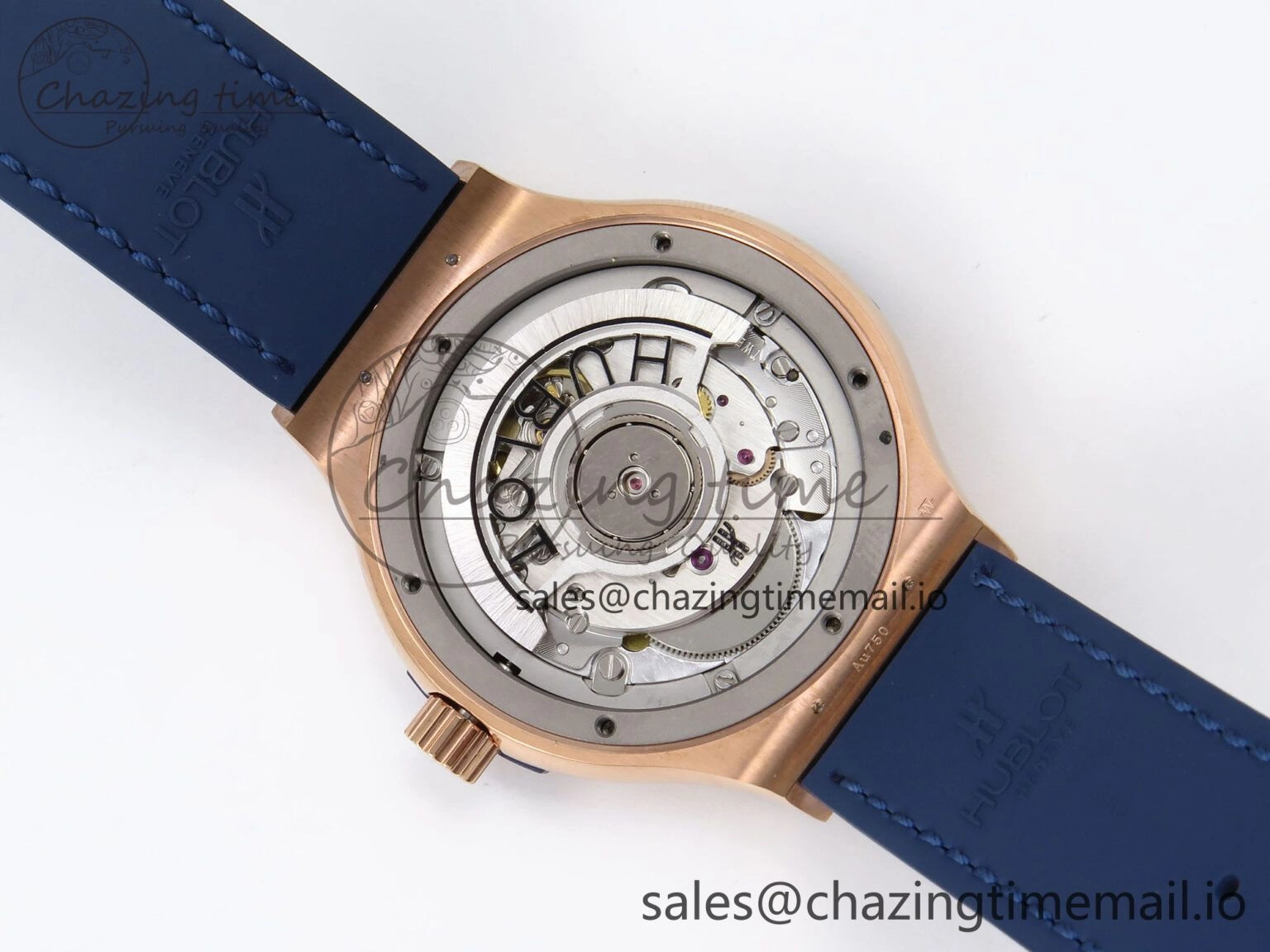 EasyCare Fusion 38mm RG JJF 1:1 Best Edition Blue Dial on Blue Gummy Leather Strap 6712