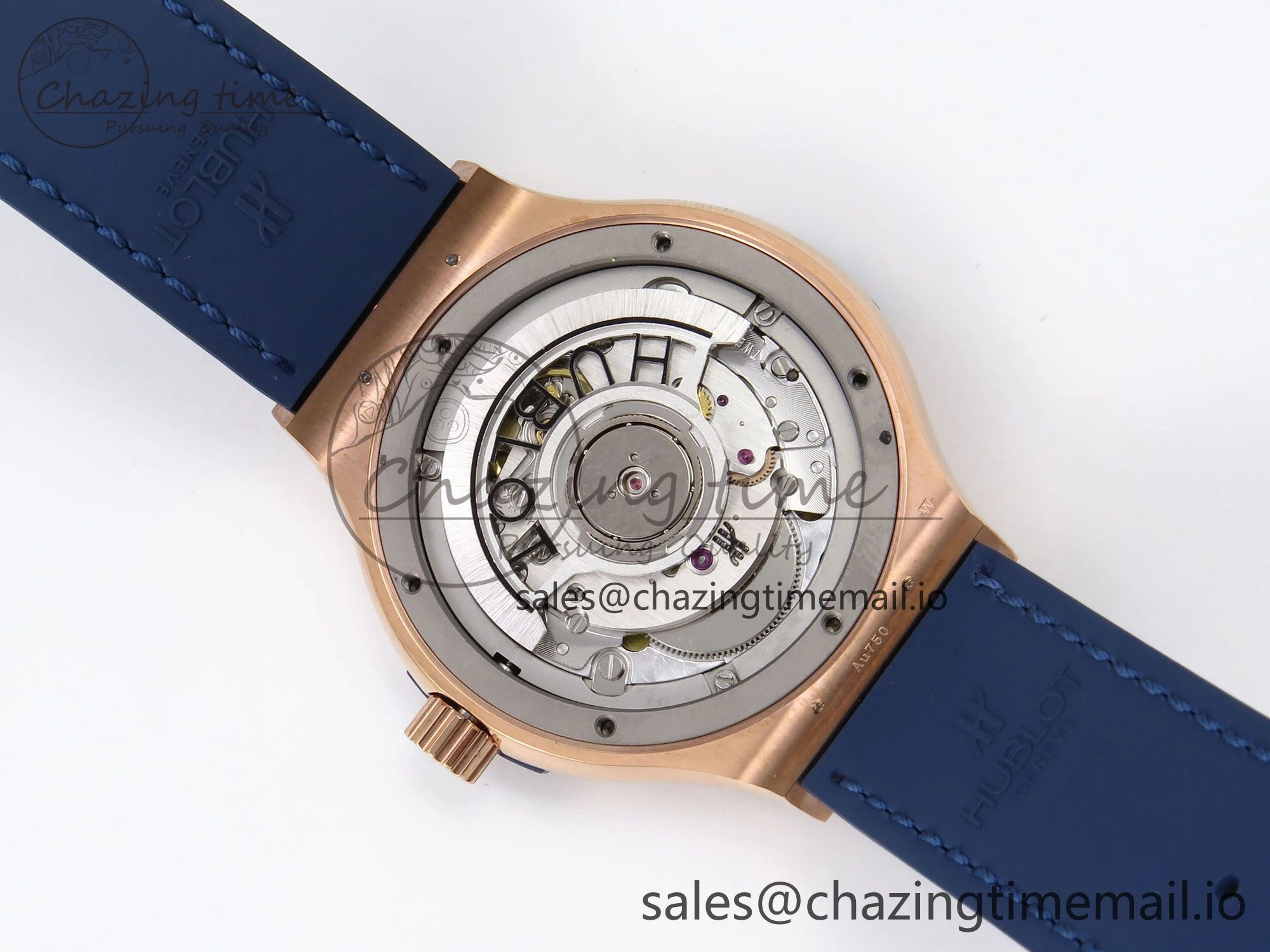 EasyCare Fusion 38mm RG JJF 1:1 Best Edition Blue Dial on Blue Gummy Leather Strap 6712
