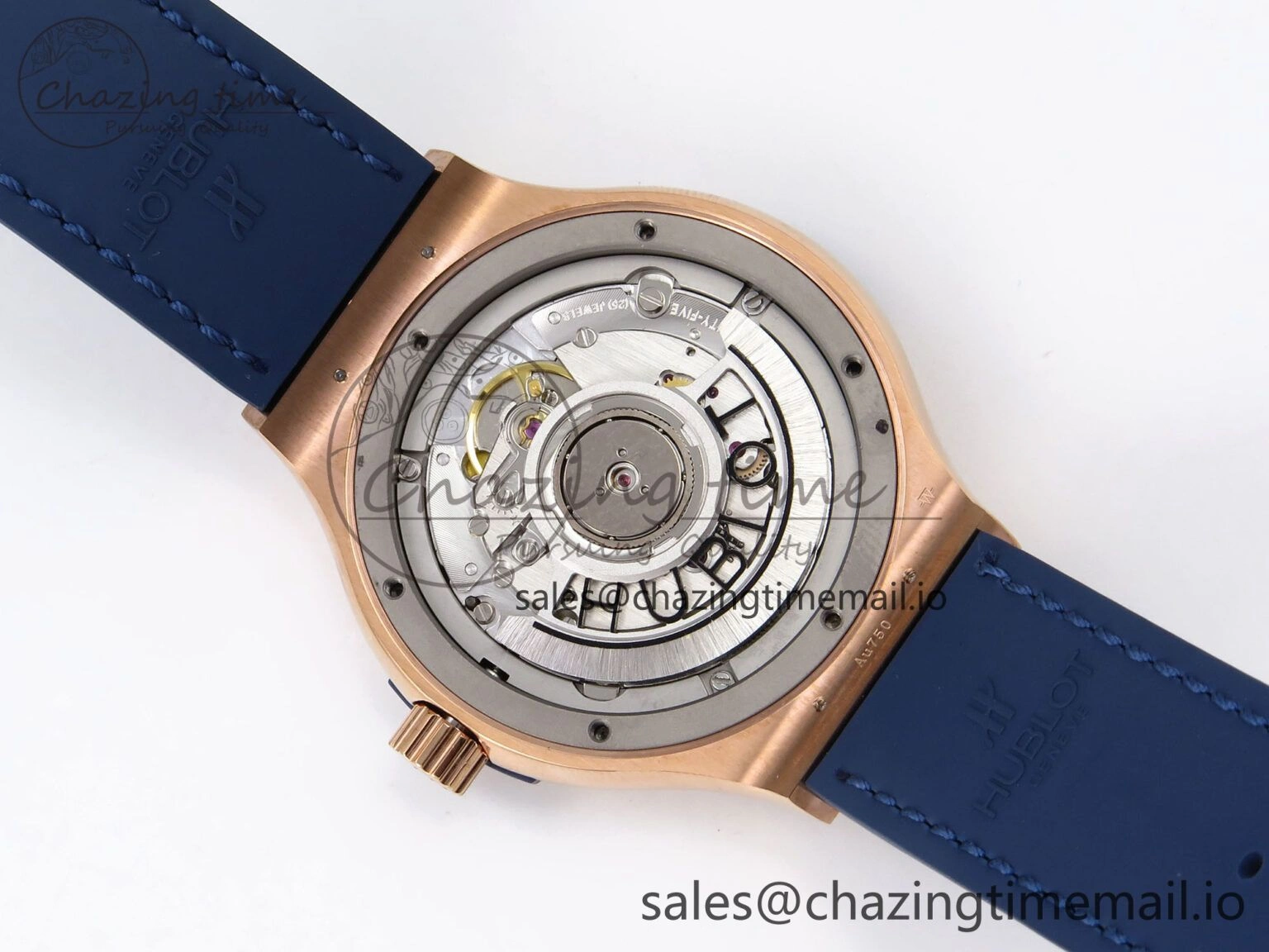 EasyCare Fusion 38mm RG JJF 1:1 Best Edition Blue Dial on Blue Gummy Leather Strap 6712