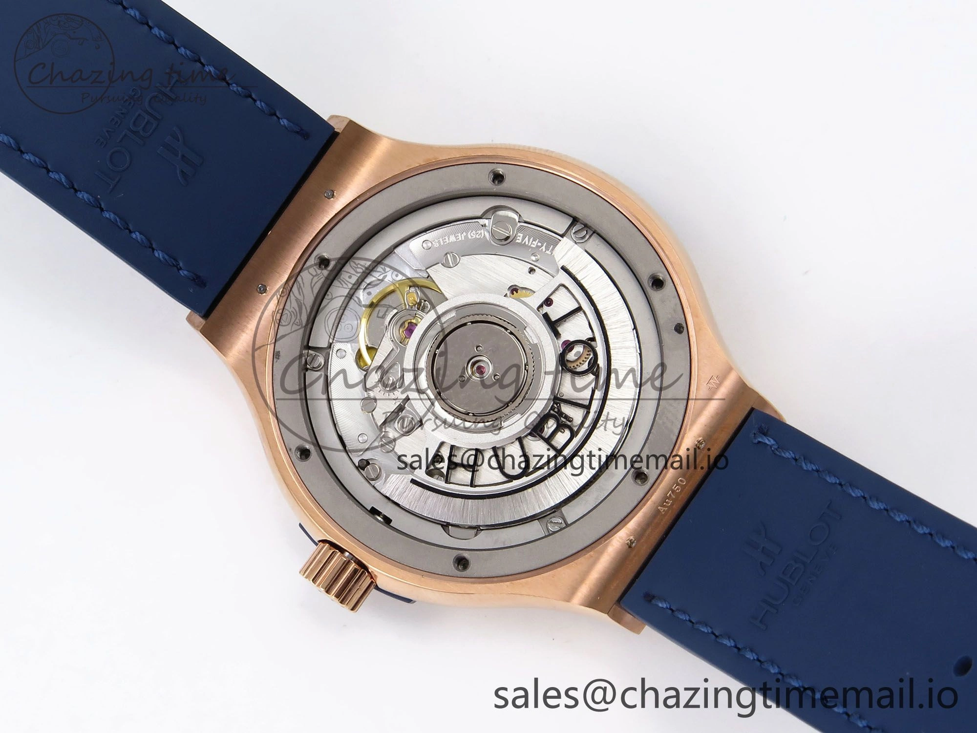 EasyCare Fusion 38mm RG JJF 1:1 Best Edition Blue Dial on Blue Gummy Leather Strap 6712