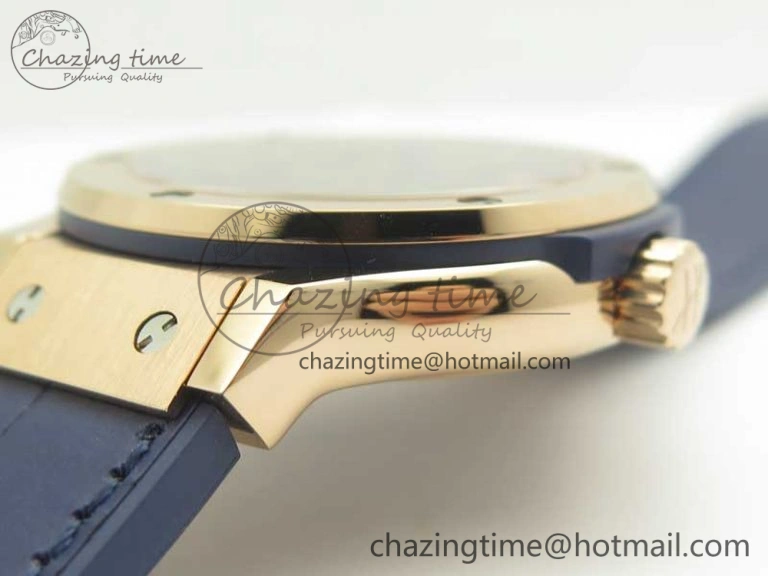 Fusion 38mm RG JJF 1:1 Best Edition Blue Dial on Blue Gummy Strap A2892 V NewStyle 6859