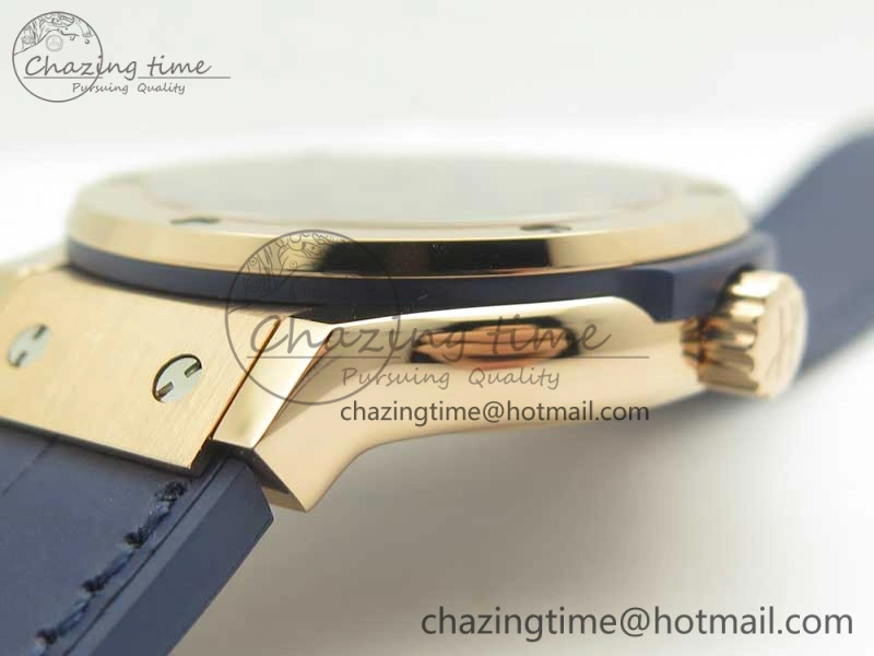 Fusion 38mm RG JJF 1:1 Best Edition Blue Dial on Blue Gummy Strap A2892 V NewStyle 6859