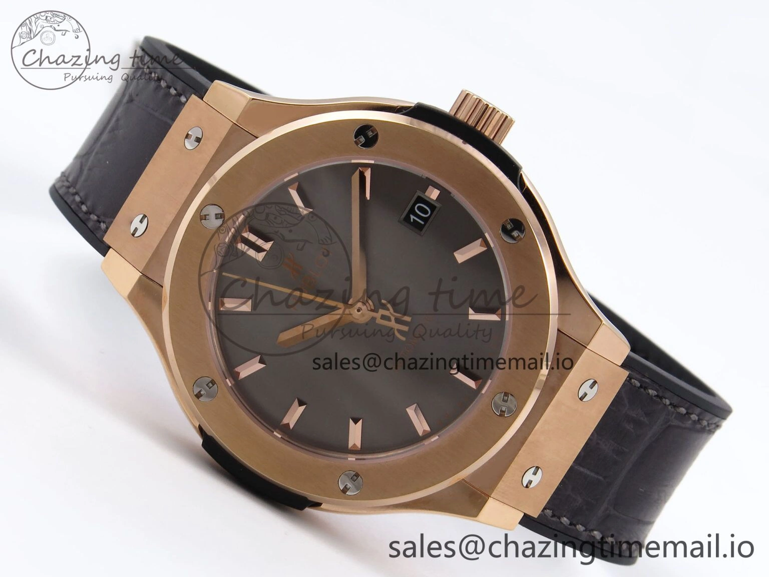 SmartChoice Fusion 38mm RG JJF 1:1 Best Edition Gray Dial on Black Gummy Leather Strap 6710