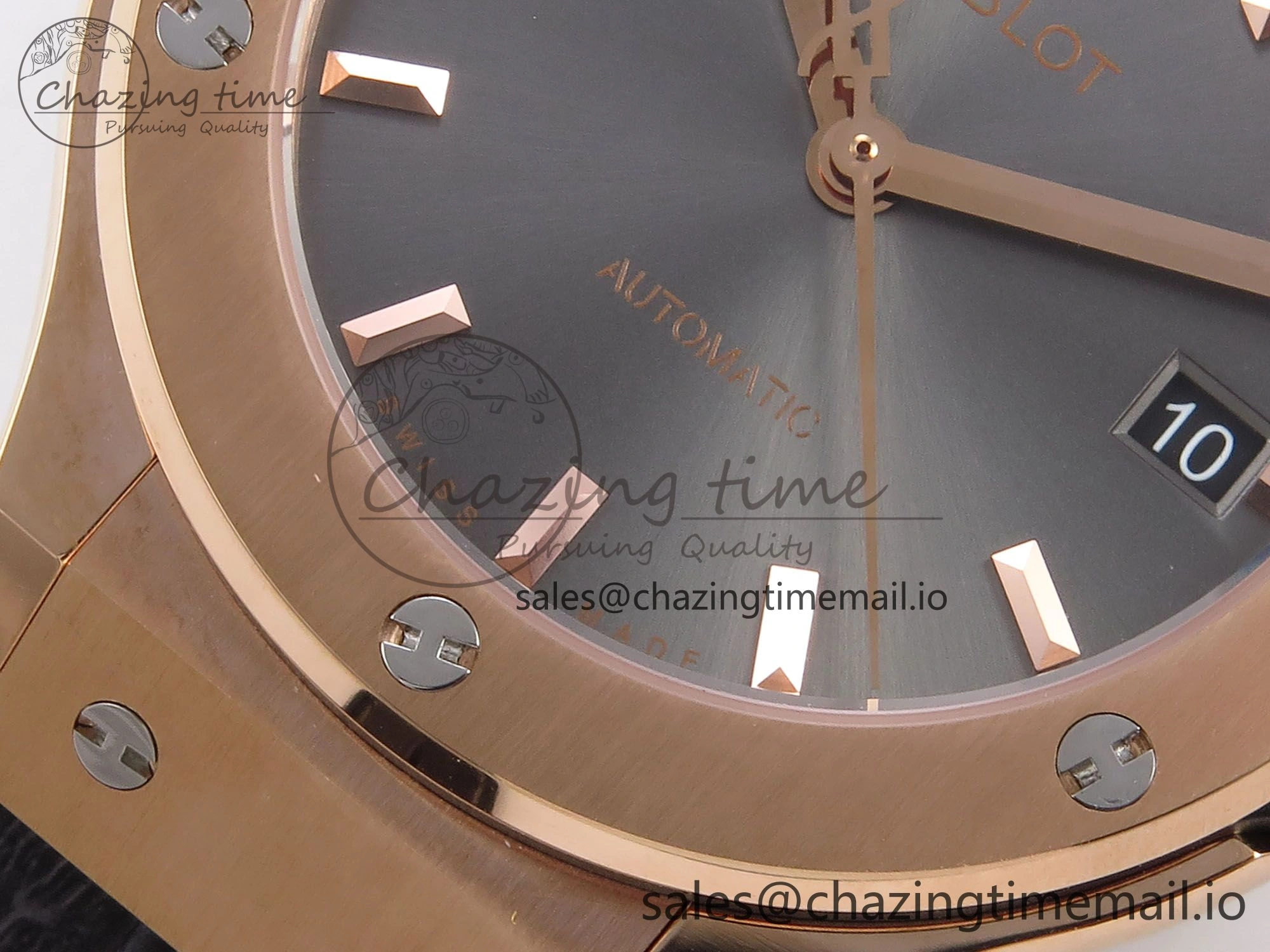 SmartChoice Fusion 38mm RG JJF 1:1 Best Edition Gray Dial on Black Gummy Leather Strap 6710