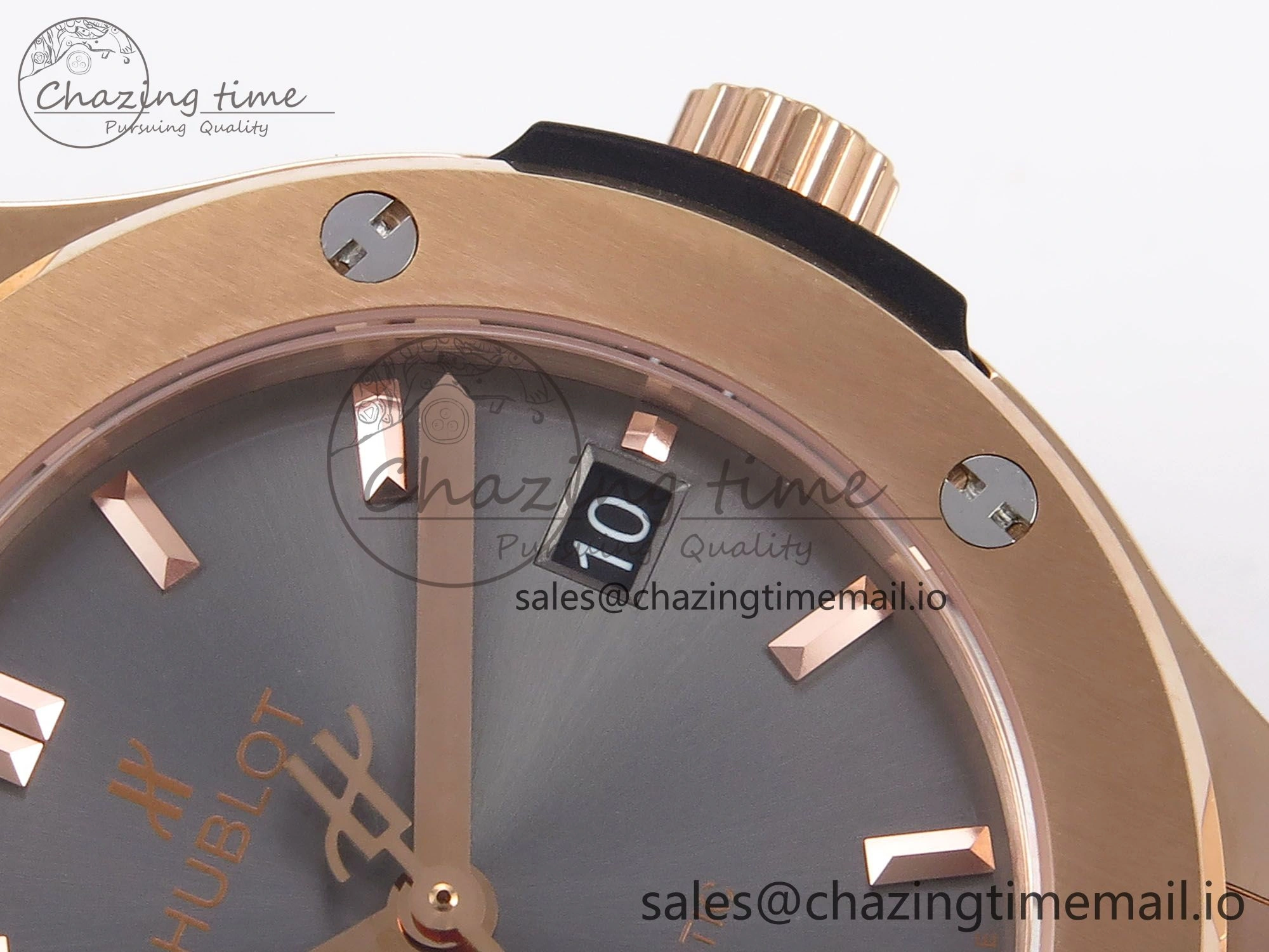 SmartChoice Fusion 38mm RG JJF 1:1 Best Edition Gray Dial on Black Gummy Leather Strap 6710